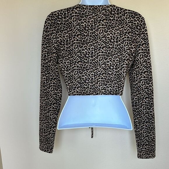 Emory Park Leopard Cheetah Animal Print Crop Cropped Long Sleeve Shirt‎ small - Picture 3 of 7
